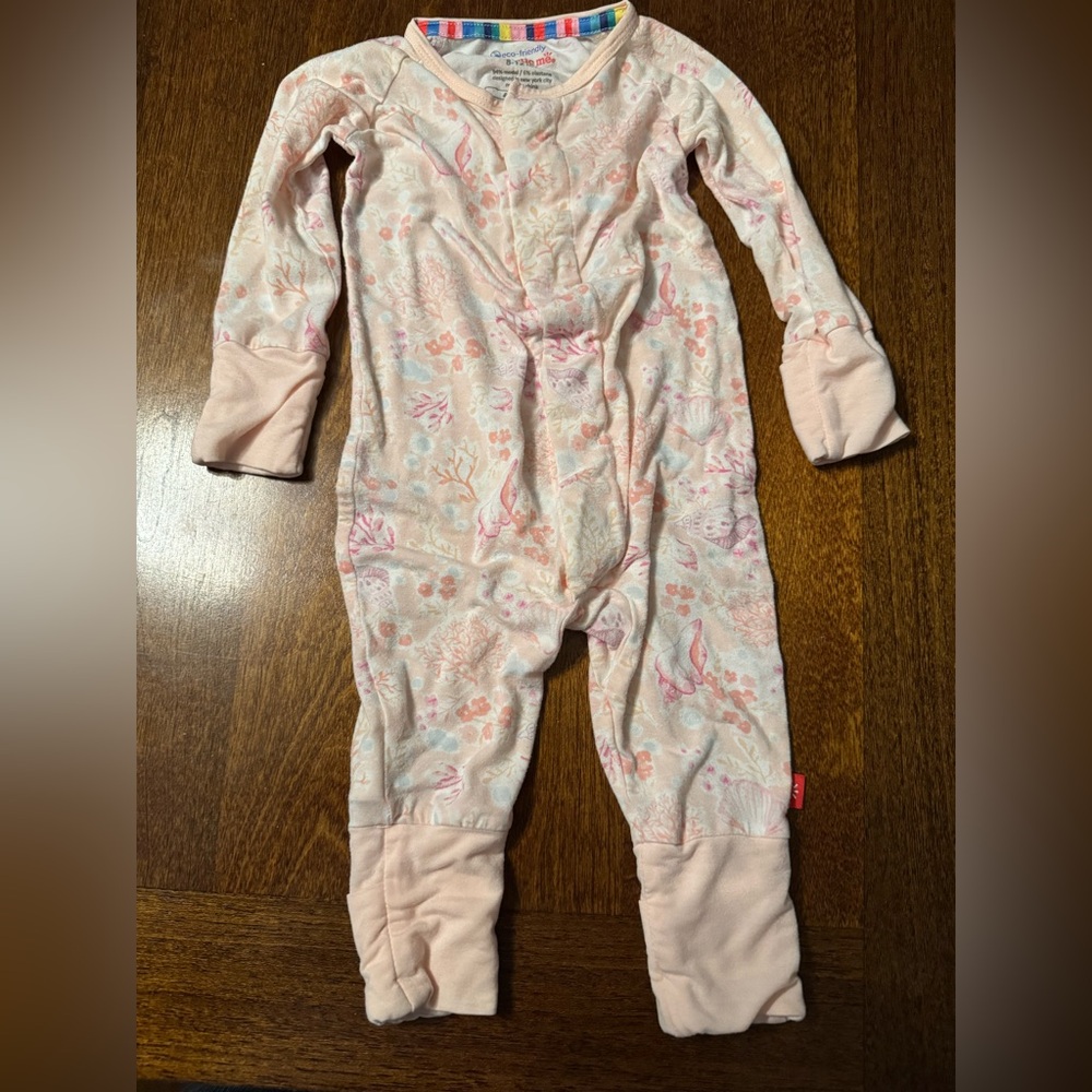 Magnetic Me Pink Footed One Piece with Seashell Pattern 0-3 months